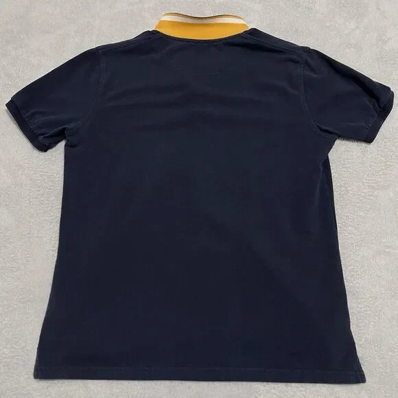Rugby Polo Shirt Navy Blue Large Paul Kehl Contrast Color Collar US Size Medium - Picture 5 of 7
